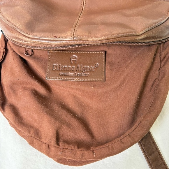 ETIENNE AIGNER Vintage Oval Leather Crossbody Unique Logo Hardware Classic - Picture 13 of 16